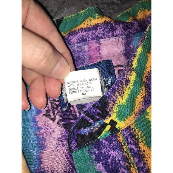 Wrangler 1990's Vintage South Western Aztec Style Print Long Sleeve Button Up XL - Picture 8 of 12